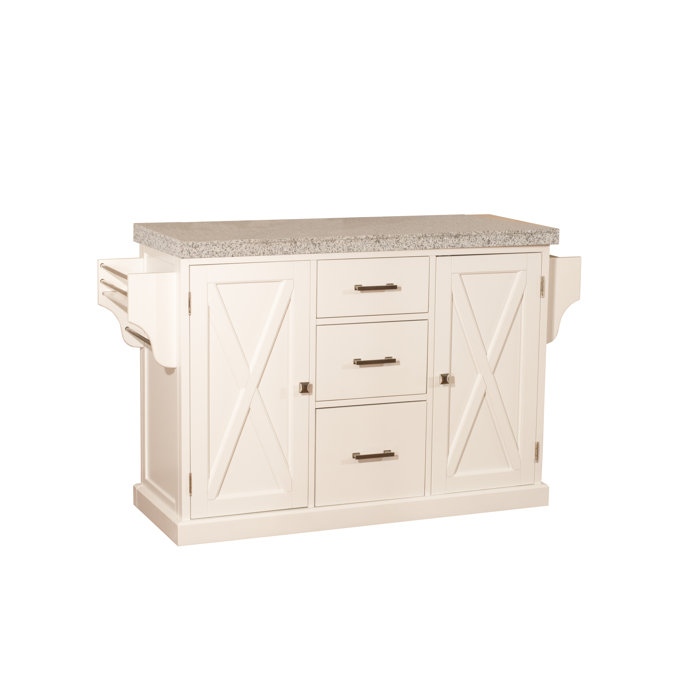 Gracie Oaks Jax Granite Kitchen Island & Reviews Wayfair